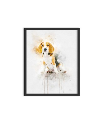 Pictura de acuarelă pentru câini Beagle Pictura de acuarelă pentru câini Beagle