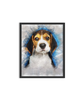 Câine serios Beagle - pictură în acuarelă Câine serios Beagle - pictură în acuarelă