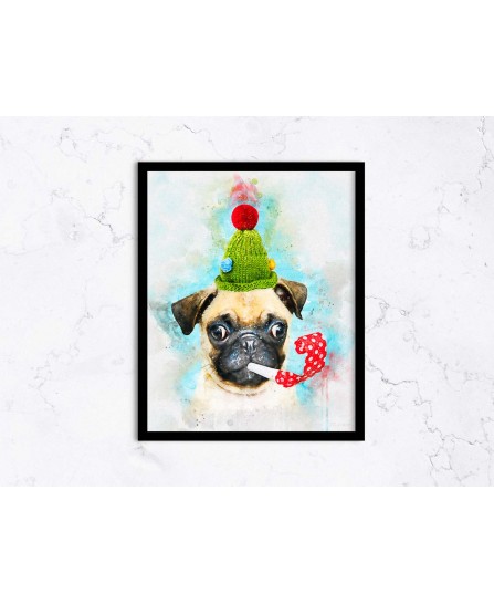 Pug in Party - watercolor painting Pug in Party - watercolor painting
