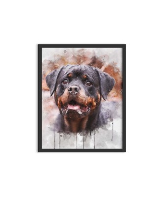 Câine Rottweiler - pictură în acuarelă Câine Rottweiler - pictură în acuarelă