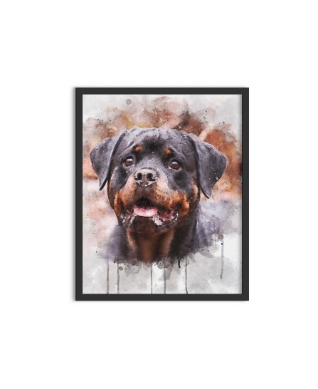 Câine Rottweiler - pictură în acuarelă Câine Rottweiler - pictură în acuarelă