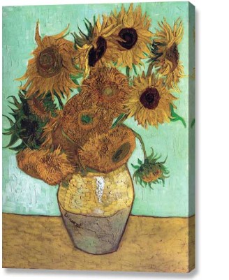 Van Gogh - Vase with 12 sunflowers (canvas print)