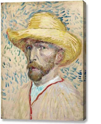 Van Gogh - Self-Portrait with Straw Hat (canvas print)