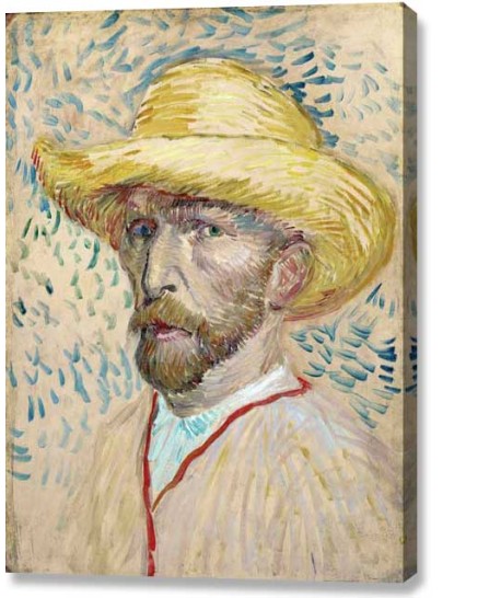 Van Gogh - Self-Portrait with Straw Hat (canvas print)
