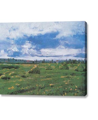 Van Gogh - Wheat Fields with Stacks 1888 (canvas print)