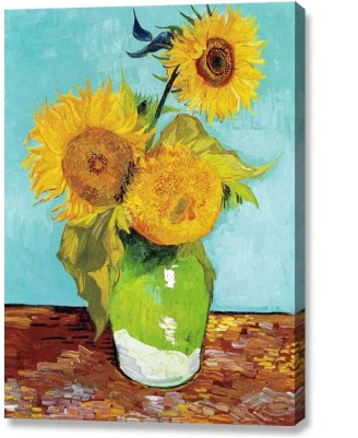 Van Gogh - Vase with 12 sunflowers (canvas print)