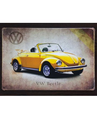 VW Beetle (Yellow Cabrio) - tin sign 20x30cm VW Beetle (Yellow Cabrio) - tin sign 20x30cm
