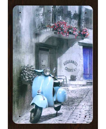 Blue Vespa - tin sign 20x30cm