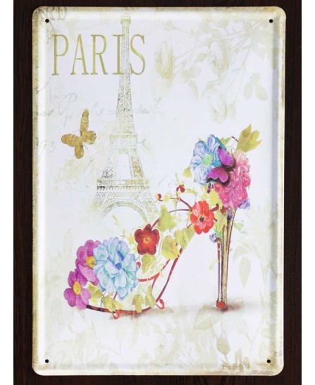 Paris - (Eiffel Tower Flowers) - tin sign 20x30cm Paris - (Eiffel Tower Flowers) - tin sign 20x30cm