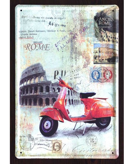 Rome (Red Vespa) postcard - tin sign 20x30cm Rome (Red Vespa) postcard - tin sign 20x30cm