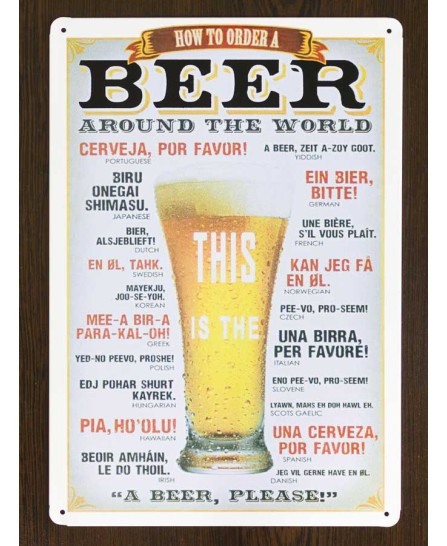 Beer (How to order) - tin sign 20x30cm