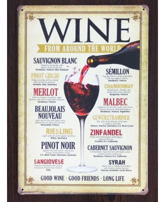 Wine (Around The World) - tin sign 20x30cm Wine (Around The World) - tin sign 20x30cm