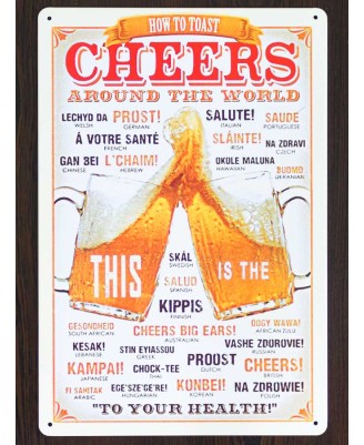 Cheers (How to toast) - tin sign 20x30cm Cheers (How to toast) - tin sign 20x30cm