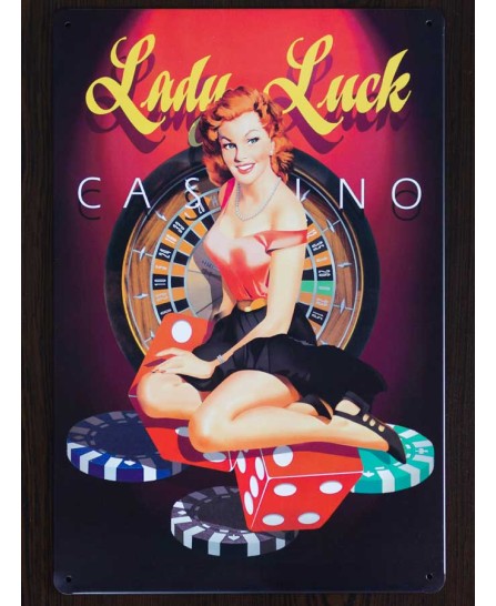 Lady Luck Casino - tin sign 20x30cm