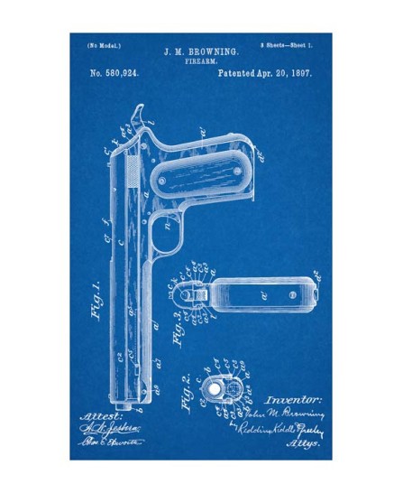 Patent - Firearm Browning 1897 (40x60cm) Patent - Firearm Browning 1897 (40x60cm)