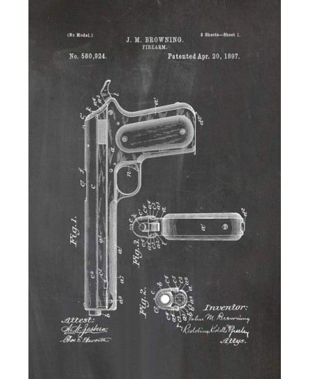 Patent - Firearm Browning 1897 (40x60cm) Patent - Firearm Browning 1897 (40x60cm)