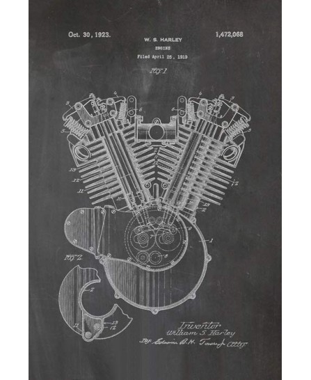 Patent - Harley Engine 1923 (40x60cm) Patent - Harley Engine 1923 (40x60cm)