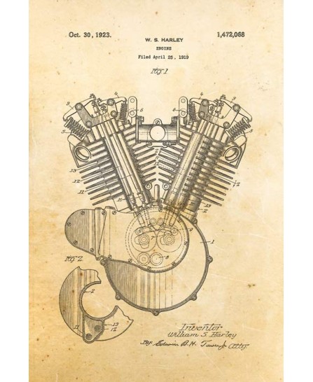 Patent - Harley Engine 1923 (40x60cm) Patent - Harley Engine 1923 (40x60cm)