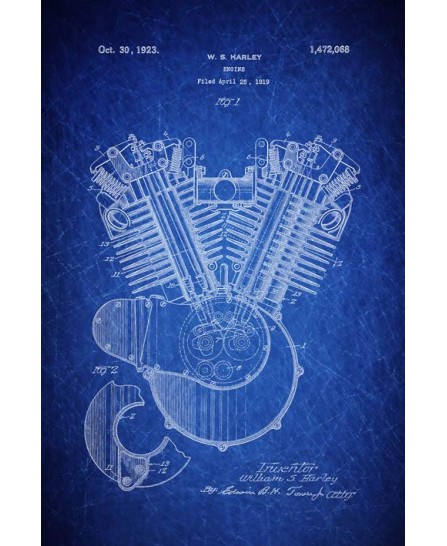 Patent - Harley Engine 1923 (40x60cm) Patent - Harley Engine 1923 (40x60cm)