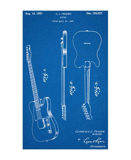 Patent - Fender Guitar Stratocaster (40x60cm) Patent - Fender Guitar Stratocaster (40x60cm)