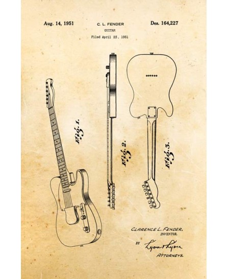 Patent - Fender Guitar Stratocaster (40x60cm) Patent - Fender Guitar Stratocaster (40x60cm)