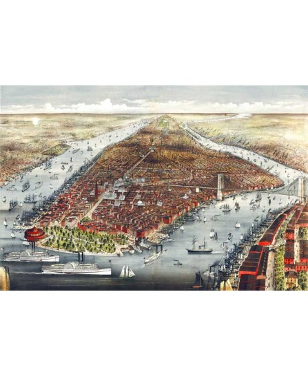 Карта на Ню Йорк - 1876 (bird's view) Карта на Ню Йорк - 1876 (bird's view)