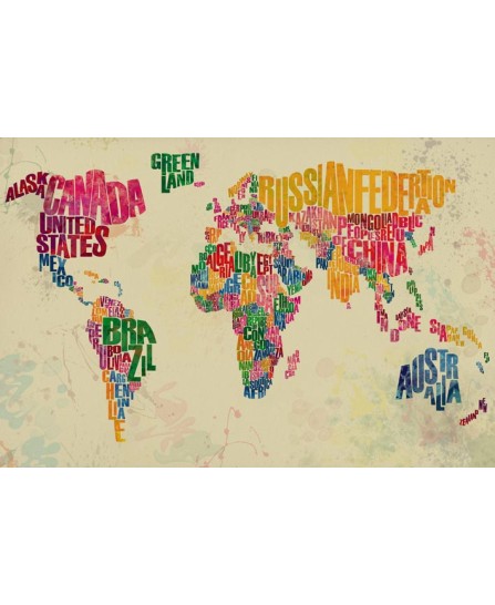 World Map Typography (paint) - 61x91,5cm World Map Typography (paint) - 61x91,5cm