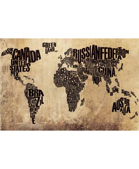 World Map Typography (antique) - 61x91,5cm World Map Typography (antique) - 61x91,5cm