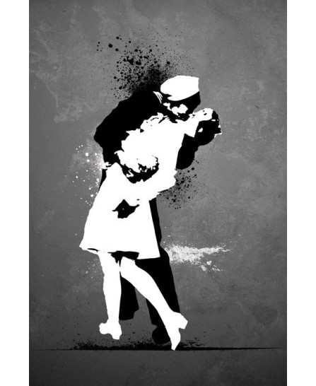 Wars End Kiss - BW art poster