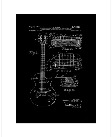 Patent - Electric Guitar Design - 40x50cm Patent - Electric Guitar Design - 40x50cm